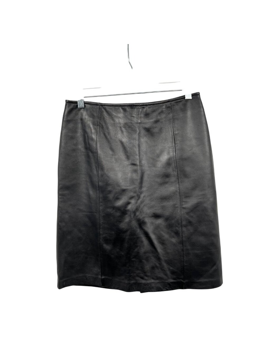 Croft & Barrow Lambskin Leather Skirt Black Pencil Back Slit Size 8 Zip
